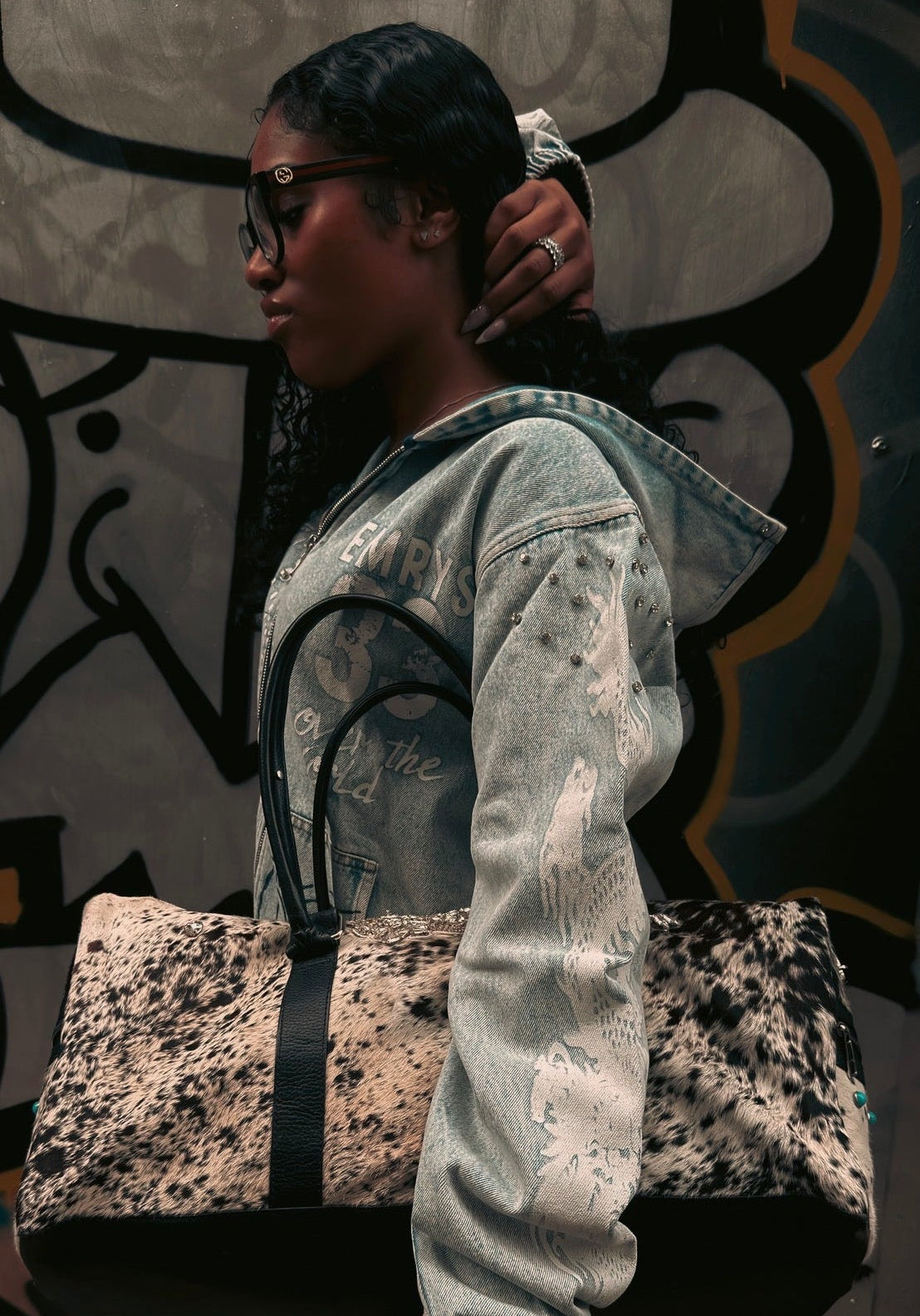 “ALL OVER THE WORLD” Denim Hoodie